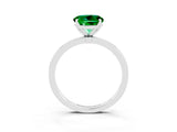 White gold Round Cut Emerald Solitaire Ring with Thin Band and Prong Setting_39