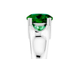 White gold Round Cut Emerald Solitaire Ring with Wide Band and Prong Setting_5