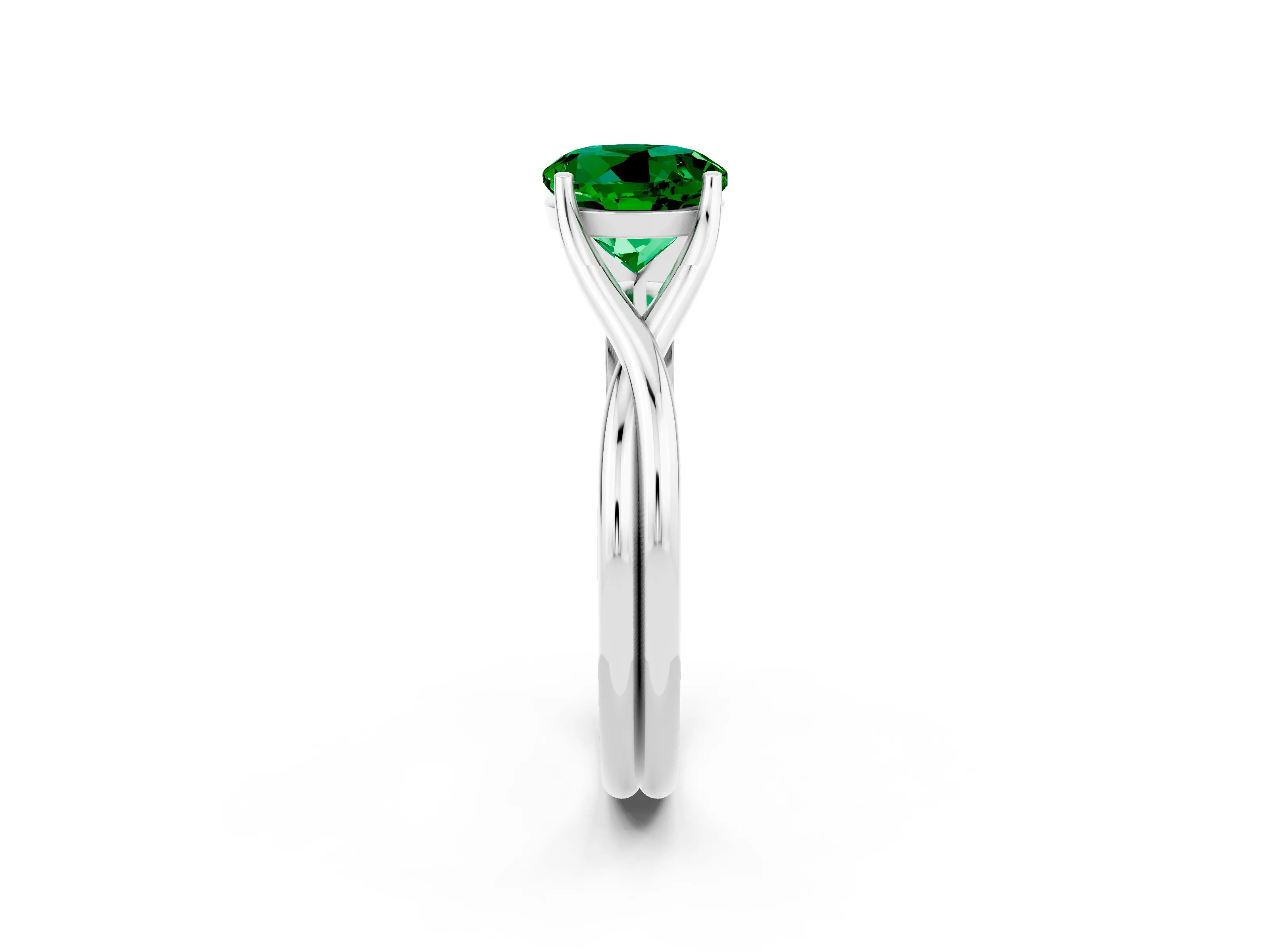 White gold Round Cut Emerald Solitaire Twist Band Prong Setting Ring_38