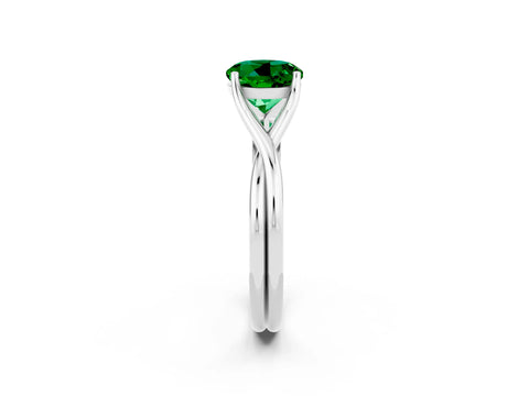 White gold Round Cut Emerald Solitaire Twist Band Prong Setting Ring_38