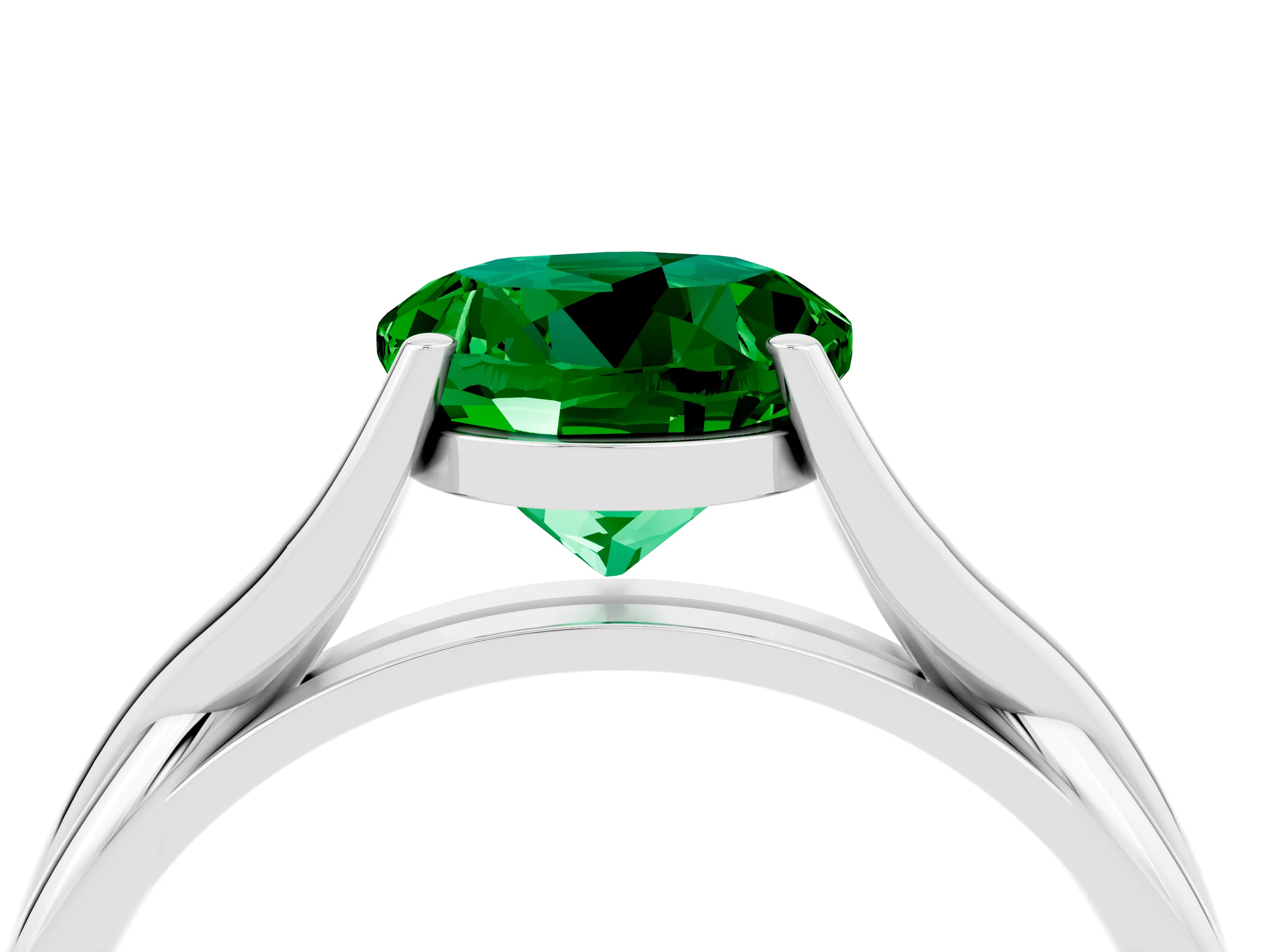 White gold Round Cut Emerald Solitaire Twist Band Prong Setting Ring_40