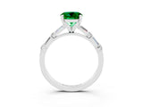 White gold Round Cut Emerald Solitaire with Side Baguettes and Channel Set Band_3