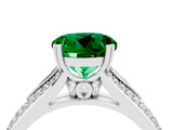 White gold Round Cut Emerald Split Shank Engagement Ring with Pavé Band_4