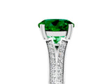 White gold Round Cut Emerald Split Shank Engagement Ring with Pavé Band_5