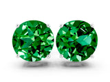 Silver 0.66 Carat Round Emerald Stud Earrings
