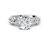 White gold Round Cut Five-Stone Prong Set Diamond Ring with Classic Band_137