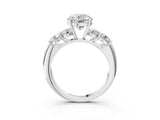 White gold Round Cut Five-Stone Prong Set Diamond Ring with Classic Band_141