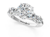 White gold Round Cut Five-Stone Prong Set Diamond Ring with Classic Band_143