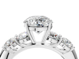 White gold Round Cut Five-Stone Prong Set Diamond Ring with Classic Band_146