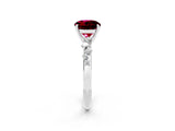White gold Round Cut Garnet Cluster Side Stone Solitaire Ring with Prong Setting_26