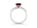 White gold Round Cut Garnet Cluster Side Stone Solitaire Ring with Prong Setting_27