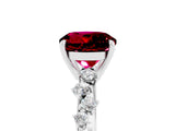 White gold Round Cut Garnet Cluster Side Stone Solitaire Ring with Prong Setting_29