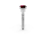 White gold Round Cut Garnet Engagement Ring with Milgrain Channel Set Band and Prong Setting_2