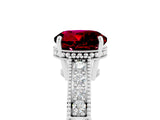 White gold Round Cut Garnet Engagement Ring with Milgrain Channel Set Band and Prong Setting_5