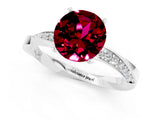 White gold Round Cut Garnet Engagement Ring with Side Stone Accents and Four-Prong Setting_25