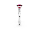 White gold Round Cut Garnet Engagement Ring with Side Stone Accents and Four-Prong Setting_26