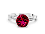 White gold Round Cut Garnet Engagement Ring with Side Stone Accents and Four-Prong Setting_27