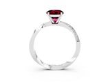 White gold Round Cut Garnet Engagement Ring with Side Stone Accents and Four-Prong Setting_30