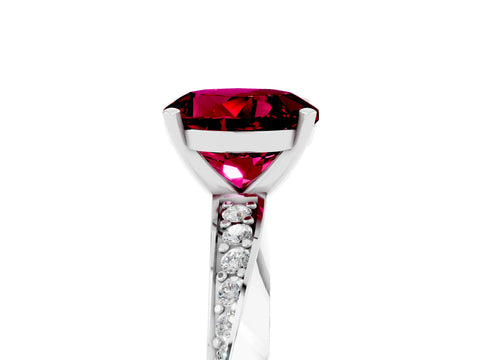 White gold Round Cut Garnet Engagement Ring with Side Stone Accents and Four-Prong Setting_32