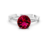 White gold Round Cut Garnet Engagement Ring with Side Stone Accents and Four-Prong Setting_72