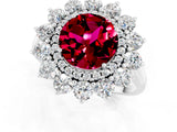 White gold Round Cut Garnet Floral Double Halo Engagement Ring with Prong Setting_37