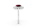 White gold Round Cut Garnet Floral Double Halo Engagement Ring with Prong Setting_39