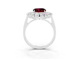 White gold Round Cut Garnet Floral Double Halo Engagement Ring with Prong Setting_40
