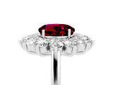 White gold Round Cut Garnet Floral Double Halo Engagement Ring with Prong Setting_41