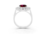 White gold Round Cut Garnet Floral Double Halo Engagement Ring with Prong Setting_87