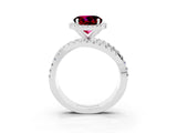 White gold Round Cut Garnet Halo Ring with Round Split Shank and Prong Setting_63