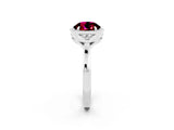 White gold Round Cut Garnet Halo Ring with Tapered Band and Four-Prong Setting_2