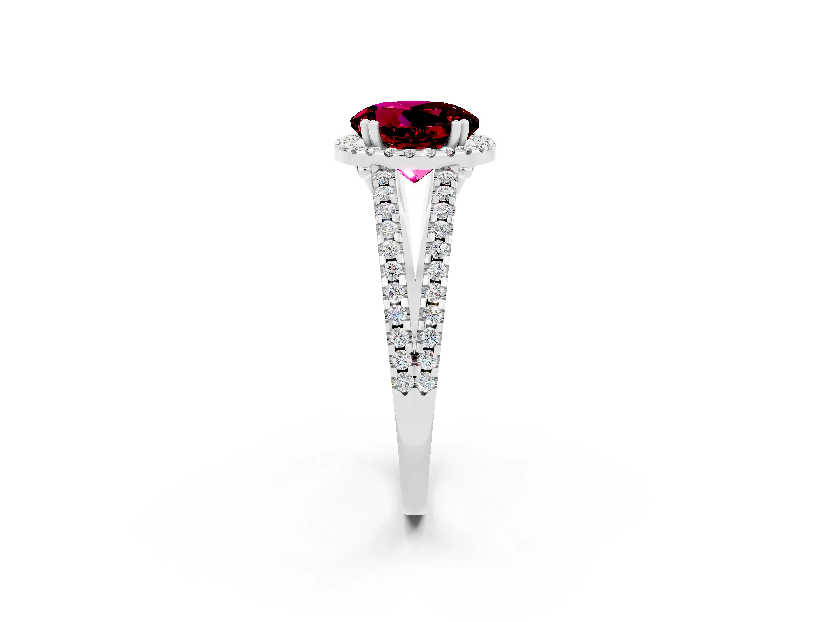 White gold Round Cut Garnet Halo Split Shank Engagement Ring_14