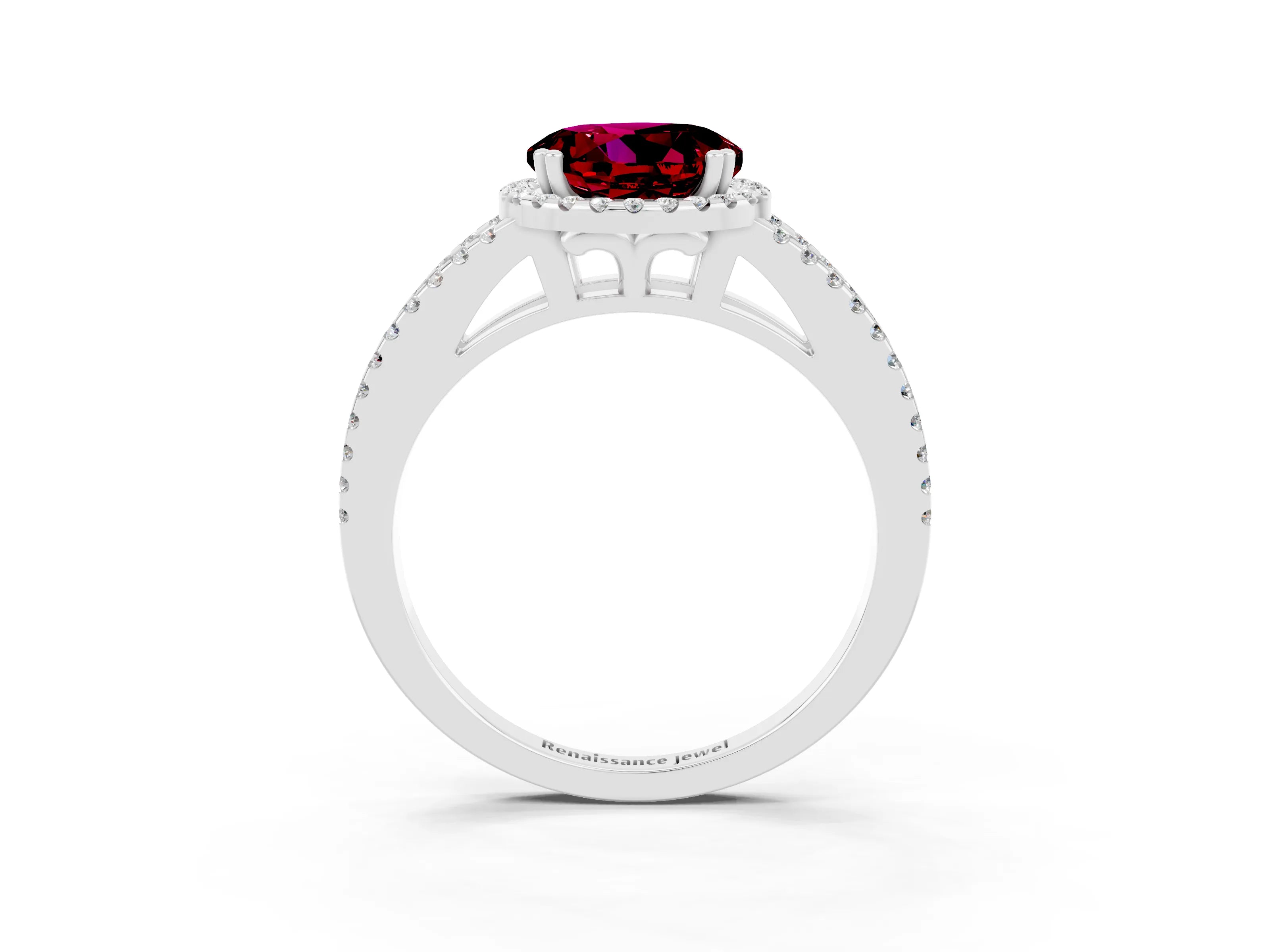 White gold Round Cut Garnet Halo Split Shank Engagement Ring_15