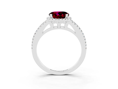 White gold Round Cut Garnet Halo Split Shank Engagement Ring_15