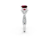 White gold Round Cut Garnet Halo Twist Band Solitaire Prong Setting Ring_2