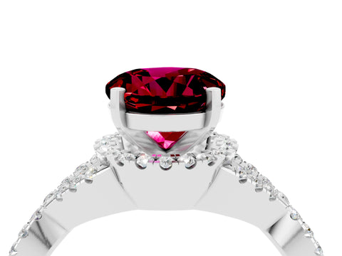 White gold Round Cut Garnet Halo Twist Band Solitaire Prong Setting Ring_4