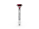 White gold Round Cut Garnet Milgrain Pavé Engagement Ring with Four-Prong Setting_2
