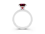 White gold Round Cut Garnet Milgrain Pavé Engagement Ring with Four-Prong Setting_3
