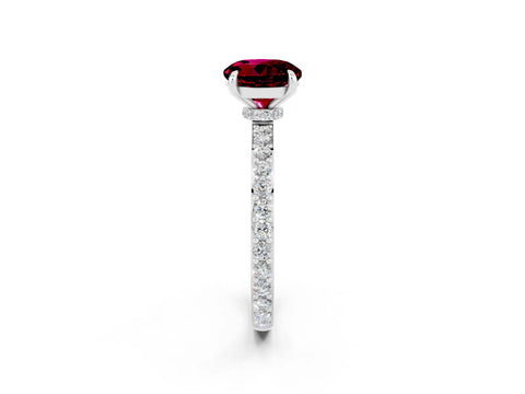 White gold Round Cut Garnet Pavé Engagement Ring with Round  Accents and Prong Setting_14