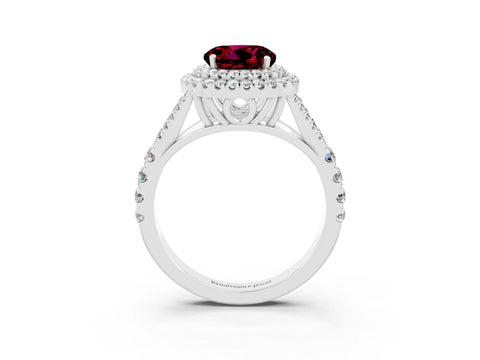 White gold Round Cut Garnet Pavé Split Shank Double Halo Engagement Ring_3