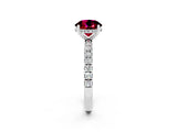 White gold Round Cut Garnet Pave Band Solitaire Ring with Four-Prong Setting_50