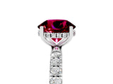 White gold Round Cut Garnet Pave Band Solitaire Ring with Four-Prong Setting_53