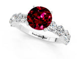 White gold Round Cut Garnet Prong Setting with Side Stones on a Pave Band_1