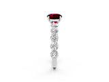 White gold Round Cut Garnet Prong Setting with Side Stones on a Pave Band_2