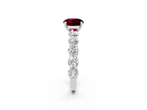 White gold Round Cut Garnet Prong Setting with Side Stones on a Pave Band_2