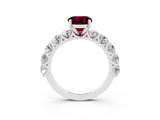 White gold Round Cut Garnet Prong Setting with Side Stones on a Pave Band_3