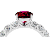 White gold Round Cut Garnet Prong Setting with Side Stones on a Pave Band_4