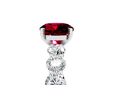 White gold Round Cut Garnet Prong Setting with Side Stones on a Pave Band_5