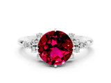 White gold Round Cut Garnet Ring with Side Stones and Four-Prong Setting_36