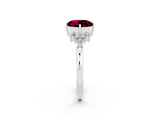 White gold Round Cut Garnet Ring with Side Stones and Four-Prong Setting_38